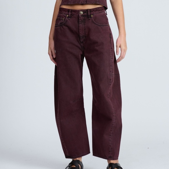 Rag & Bone Charlie High-Rise Barrel Jeans in Burnt Burgundy Size 29 - Picture 1 of 7